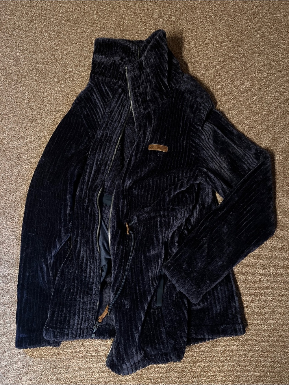 Columbia Navy Plush Teddy Zip Long Jacket